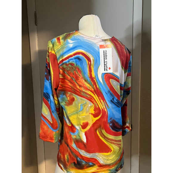 nwt polyester womens dress blouse ny modes crystal 3/4 sleeve neck choose sizes - Picture 11 of 14